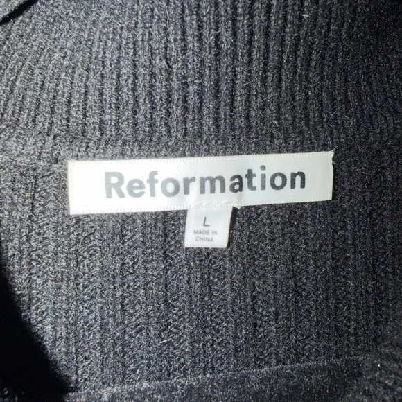Reformation Black Ribbed Knit Top - Picture 2 of 3